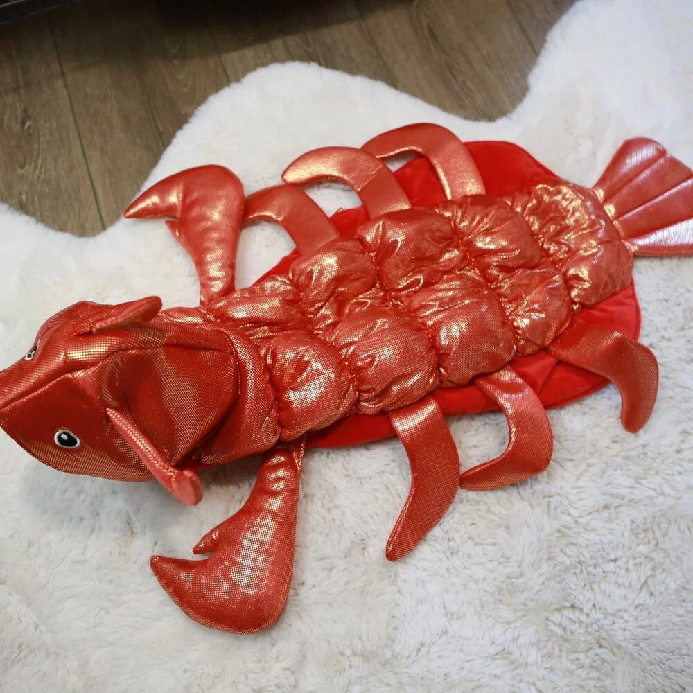 Pet Costume Halloween Metallic Scarlet Lobster Crawdad Crustacean Velcro Dog XL